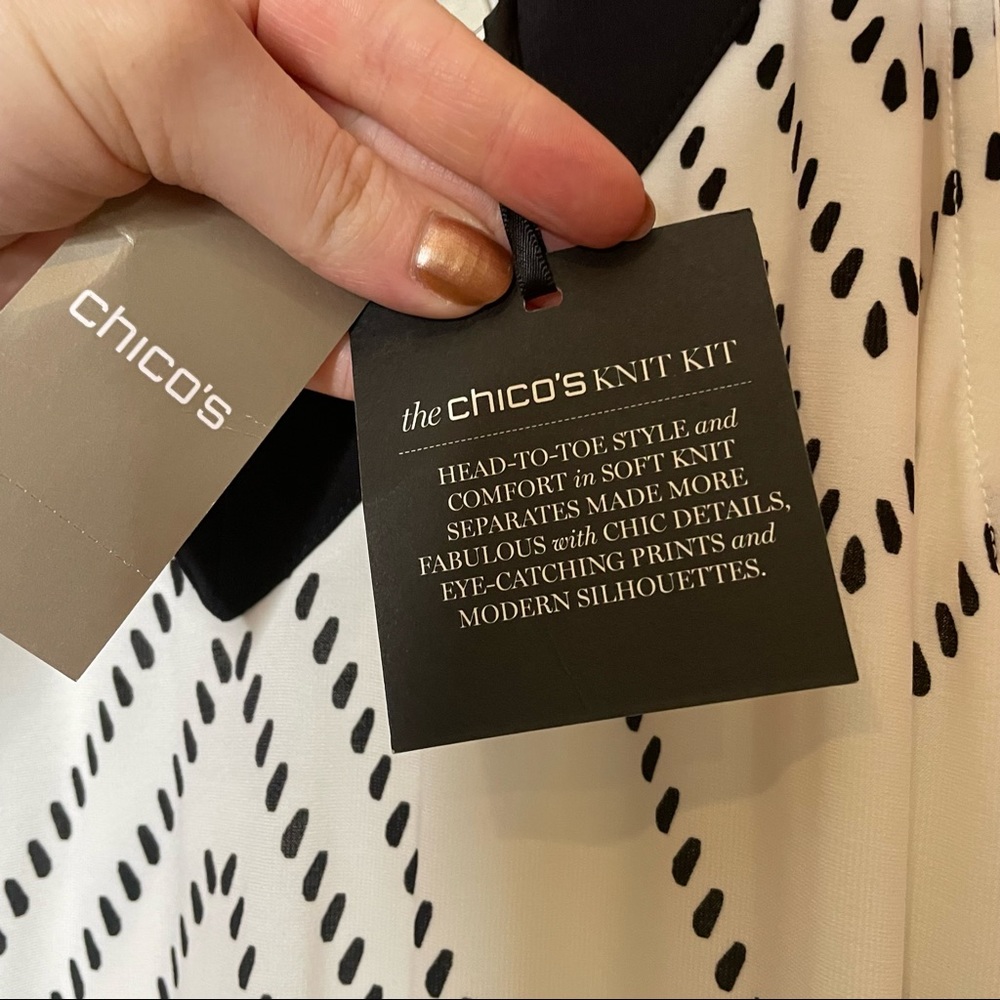 Chico’s Graphic Diamond Greta Maxi Dress Black & White Size L/12 - Picture 5 of 16